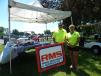 Road Machinery and Supplies, Savage Minn., was voted best food on the course. Karen Montour, rental manager, Savage, Minn., and JJ Bunn, parts manager, Savage, Minn., serve the golfers. 
 