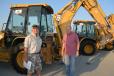 Lance Madgwick (L) of Boise, Idaho, and Russ Yensen of Laguna Beach, Calif., were on hand for the auction. Both showed interest in this Cat 420D. 
