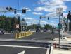 WSDOT photo.
The $1.5 million dollar upgrade of the railroad crossing included regrading the track, adding cantilever arms and making it ADA compliant.  