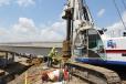 Central Texas Regional Mobility Authority photo. A bridge foundation shaft is drilled at the Springdale Road. overpass. 
