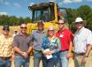 Saiia Construction Company, Birmingham, Ala.,  attended the demo to learn more about the new Cat GRADE technology. (L-R) are Johnny Pipp, Landon Colafrancesco, Jay McGinnis, Connie Hardin, Rob Massengale, all of Saiia Construction Company, with John Smith, the company’s Thompson Tractor salesman. 