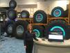 Jenifer Golba, general manager of global marketing, Goodyear, displays tires for mining machines.