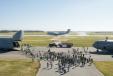 This C-5M Super Galaxy is the first aircraft to land on the newly reopened and reconstructed runway. 