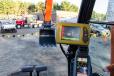 An inside view of the cab of the Hitachi excavator sporting the Topcon GPS technology. 