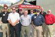 (L-R): Yancey’s Alan Berry welcomes a group of customers and friends, including Richard Williams, Doug Myers, Greg Schultz, Bob Cathcart, Dale Cronauer, Keith Stephens, and Bruce Ummel, all of Blount Construction Co., Marietta, Ga. 