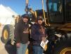 Allan Barraza (L) and Jorge Chavez represented Leopardo Truck Parts of El Paso, Texas. They were interested in this Cat 135H motorgrader.
