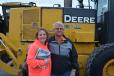Brandi Wilson (L) and Randy Davis of Wilson Contracting flew in for the day from Wichita Falls, Texas. They were checking out several pieces, including a Deere 772D motorgrader. Wilson primarily does demolition work. 