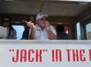 Jack Lyon calls out the bids from his “Jack in the Box” truck.
 