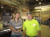 Jessica Bonnell, marketing director, Bonnell Industries Inc., welcomes Mike Lesperance of Nunda Township to the equipment expo. 
