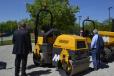 The Mecalac TV1200 asphalt roller as it was presented to the dealers at a recent event in France.