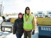 Stacey and Dan Potter of Larkman Construction peruse the range of attachments at the Racine, Wis., sale.  