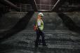 Paleontologist Ashley Leger navigates through the construction site of the Metro Purple Line extension in Los Angeles. (AP Photo/Jae C. Hong)

