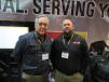 Bill Staggs (L) and Josh Doss welcome attendees at the Michigan Cat/MacAllister Rentals booth.
