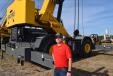 Hague Palmer, manager of crane used equipment sales, Ring Power, is very curious about this Grove 765 E-2 crane.
