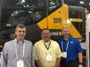 Three of the northeast Volvo dealers lend a hand at the Volvo exhibit (L-R) are Andre Parent of Woods CRW in Vt.; Dan Rott of Woodco in Mass.; and Larry Drapeau of Tyler Equipment in Conn.
