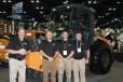 (L-R): Randy Shavor and Ron Miller, both product specialists of Case Equipment; Ed Brenton, brand marketing manager of Case Equipment; and Troy Hitchcock, product specialist, stand in front of the new Case SV212D single drum vibratory roller.
