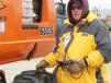 Jim McGinley of Action Equipment & Supply, Fort Edward, N.Y., checks the hour meter on a JLG boom lift.