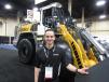 Nick Rogers, product specialist of Liebherr, shows off the L550 Liebherr XPower wheel loader featuring a scrap and recycling package.