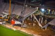 A 100,000 lb. (45,449 kg) raker beam is removed in the west end of stadium renovations at Sanford Stadium at the University of Georgia.