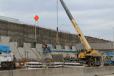 Capital Excavation Company installing precast panels on Wall 3 of the project.
(TXDOT photo)