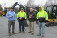 Jake Kuchera (third from L) meets up with Kirk Freed (L), Corby Lewis (second from L) and Rick Alspach (R), crew members of the South Manheim Township highway department.