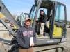 Brian (L) and Arlin Miller of Miller Farms put a Volvo EC55C compact excavator through its paces.
