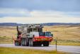 The Link-Belt 275-ton (250-mt) ATC-3275 all terrain crane travels near Cheyenne, Wyo.