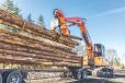 One of the biggest differentiators of the Doosan DX380LL-5 log loader from other models at the mill is its reach. The machine has a maximum reach of 44 ft. — 2 ft. more than the company’s next largest model. 
