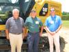Blanchard Machinery’s Ron Hunter (R) welcomes customers Jimmy Morgan (L) and Philip Martin, both of Martin Brothers in Gray Court, S.C., to the demo event.   
 