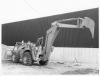Hy-Dynamic introduced the concept of 4-wheel drive with four big equal-sized wheels for a loader-backhoe. A prototype 4-wheel drive Dynahoe undergoes testing at the factory in 1968.  
(Keith Haddock photo)
