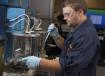 The correct weight oil is important for maximizing component life. Here Andrew Stumpf checks the viscosity of samples.