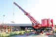Crane service provider Neeb from Wuppertal chose a Demag AC 500-8 all terrain crane for the bridge expansion project. (Michael Bergmann photo) 