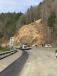 Crews engaged by the North Carolina DOT work to stabilize a hillside along Interstate 40 in Haywood County near the Tennessee border following a rockslide.
(Mark Jones photo) 