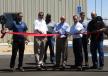 (L-R): Adam Gaston, project manager; Jamie Frego, regional parts manager; Bill Morrow, general service manager; Sloan Brooks, president and CEO; Mike Moore, general manager, California; Ion Cojocaru, parts warehouse specialist; and Dean Alonzo, mining account manager, cut the ribbon on the new facility. 