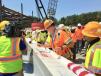 At the celebration, the final construction beam was signed by project officials and members of the construction team. 
(MTA photo) 
