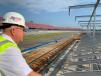 Grant Lynch, Talladega Superspeedway chairman, overlooks the progress on the Pit Road Club Suites located in the Talladega Garage Experience.