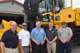 (L-R) are: Art Ospelt, Tracey Road Equipment; Tony Geruso, fleet manager, Syracuse Regional Airport; Jerry Tracey, Tracey Road Equipment; Tim Donahue, regional sales manager of Oshkosh Airport Products; and Josh Nalley, deputy airport director at Ithaca Airport. 

