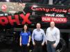 (L-R): Curry Supply’s Anne Sutton, Regis Sherry and Craig Fitzgerald were on hand to discuss the company’s growing market coverage, which includes new facilities in Phoenix and Houston, as well as the company’s wide range of heavy-duty service trucks at the show. 