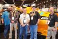 Some Georgia boys stopped by the LeeBoy exhibit to gain more info on the new product introductions, including this new 8530 paver. (L-R): Jason Mulkey and Mark Edgar of Sunbelt Asphalt, Auburn, Ga.; Ed Ford, LeeBoy; Spencer McCroskey and Adam Oliver, Sunbelt Asphalt; and Bryce Davis, LeeBoy. 