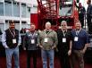 (L-R): Mike Anderson, Hoffman Equipment – NJ; John Kennedy, Manitowoc Cranes; Scott Bradley; and Timothy Lambert. both of Allen Myers of Pa.; and Walt Joachim, Hoffman Equipment – N.J., enjoy the first day of ConExpo at the Manitowoc press conference announcing six new cranes and several other models.  The new cranes came from Manitowoc, Grover, Potain and National Crane.
 