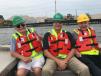 (L-R): Three Hoffman generations: Harry “Jim” Hoffman, Tim Watters and Joe Watters tour a bridge job from a customer’s work boat.
