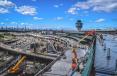 Seen here are the frontage roadways that will bring the traveling public to the new Terminal B with a beautiful, clear view of the New York City skyline.
(Christopher Villari photo) 