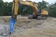 The Ramfos hammer is matched up with the John Deere 800-sized excavator. 