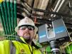 Senior Virtual Construction Engineer Howard Atkinson stands with a 3D Laser Scanner at the Modern-Sundt Oroville Hospital Expansion. The new five-story tower will double the square footage of the current hospital and is projected to add nearly 700 new jobs when completed in 2022.
