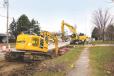 Komatsu excavators help Synergy Contracting to complete an array of jobs throughout central Iowa. At an emergency sewer project in Osceola, the company installed a 12-in. main line and 6-in. service lines underneath a highway by using a combination of traditional excavation and directional boring.
