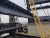 Serious coordination was required to install the lift spans for the new bridge, including crane operations.