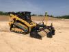 Ideal Landscaping’s new Caterpillar 299D3 with a Cat BB124 box blade on the front end of the loader is designed for grading and leveling. 