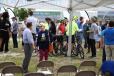 Many cyclists were present at the ground breaking ceremony to celebrate the new pedestrian bridge. 