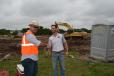 Mike Phinnemore (L), COO of Whole Drilling Solutions, and Collin Nunnalee, sales rep of Closner Equipment, stand at a job site in Weatherford, Texas.
 