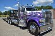 The flatbed truck with brilliant purple flames was created by the artists in the body shop of Modzelewski’s. 